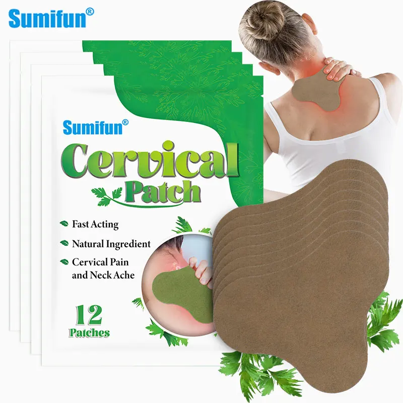 

12pcs Sumifun Neck Care Plaster Treatment Cervical Spondylosis Muscle Strain Rheumatoid Arthritis Wormwood Neck Pain Heat Patch