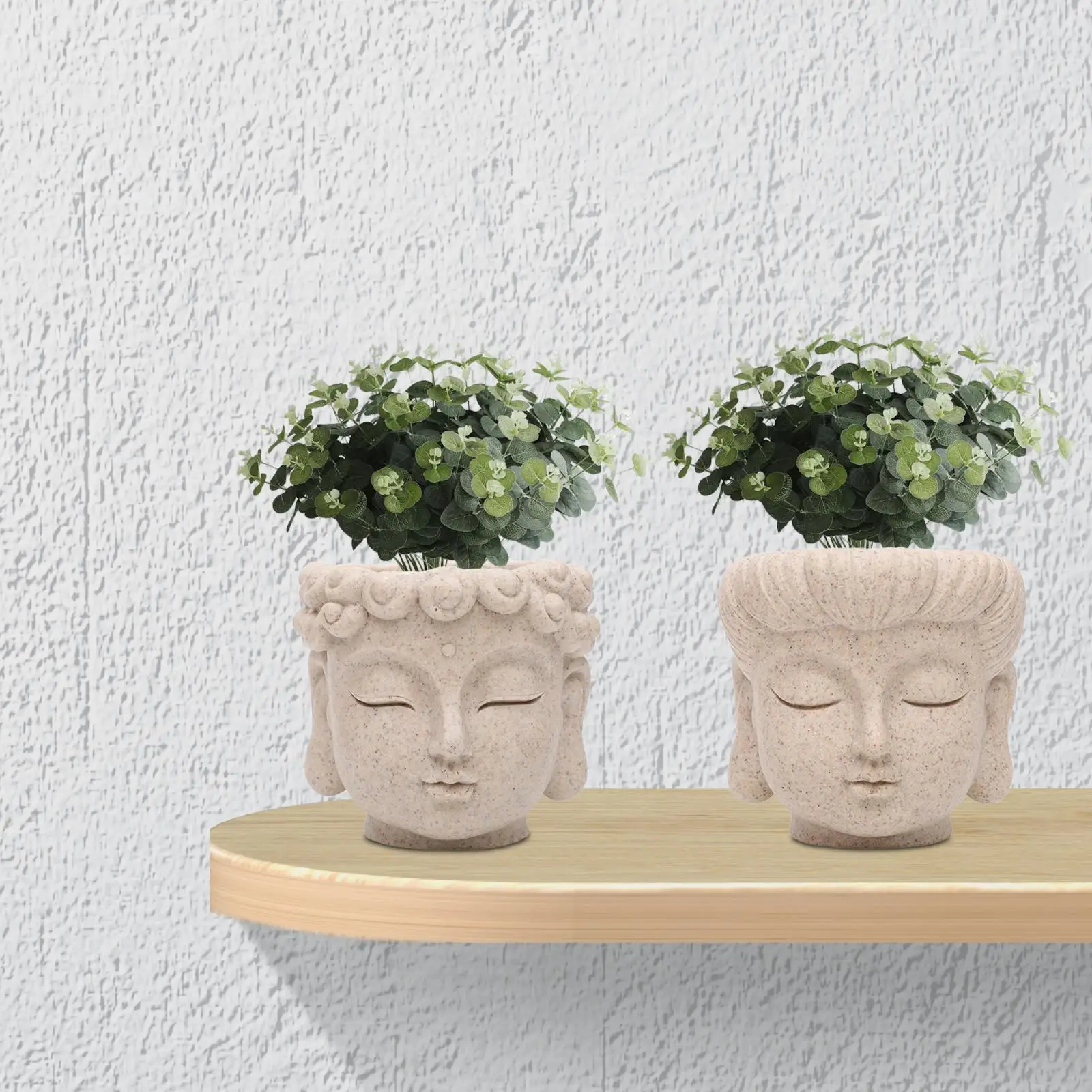 Buddha Head Flower Pot Organizer Figurine Decorative Planters Plant Containers