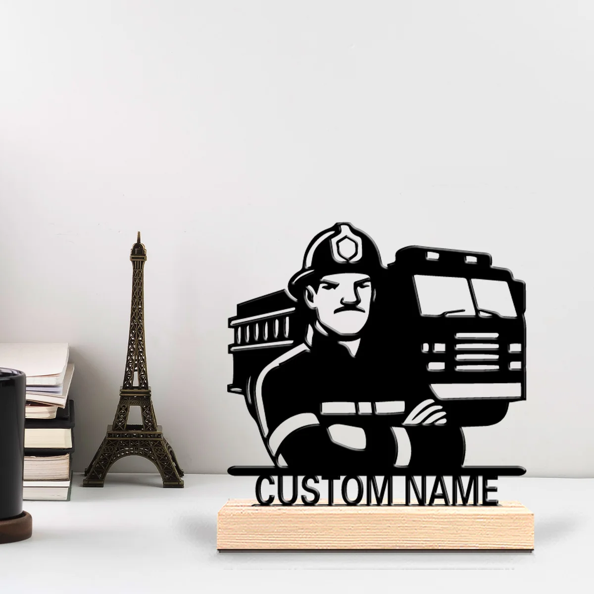 1pc Train Customized Text Metal Statue Metal Ornament Handicraft With Wood Base Iron SculptureFor Home Decor