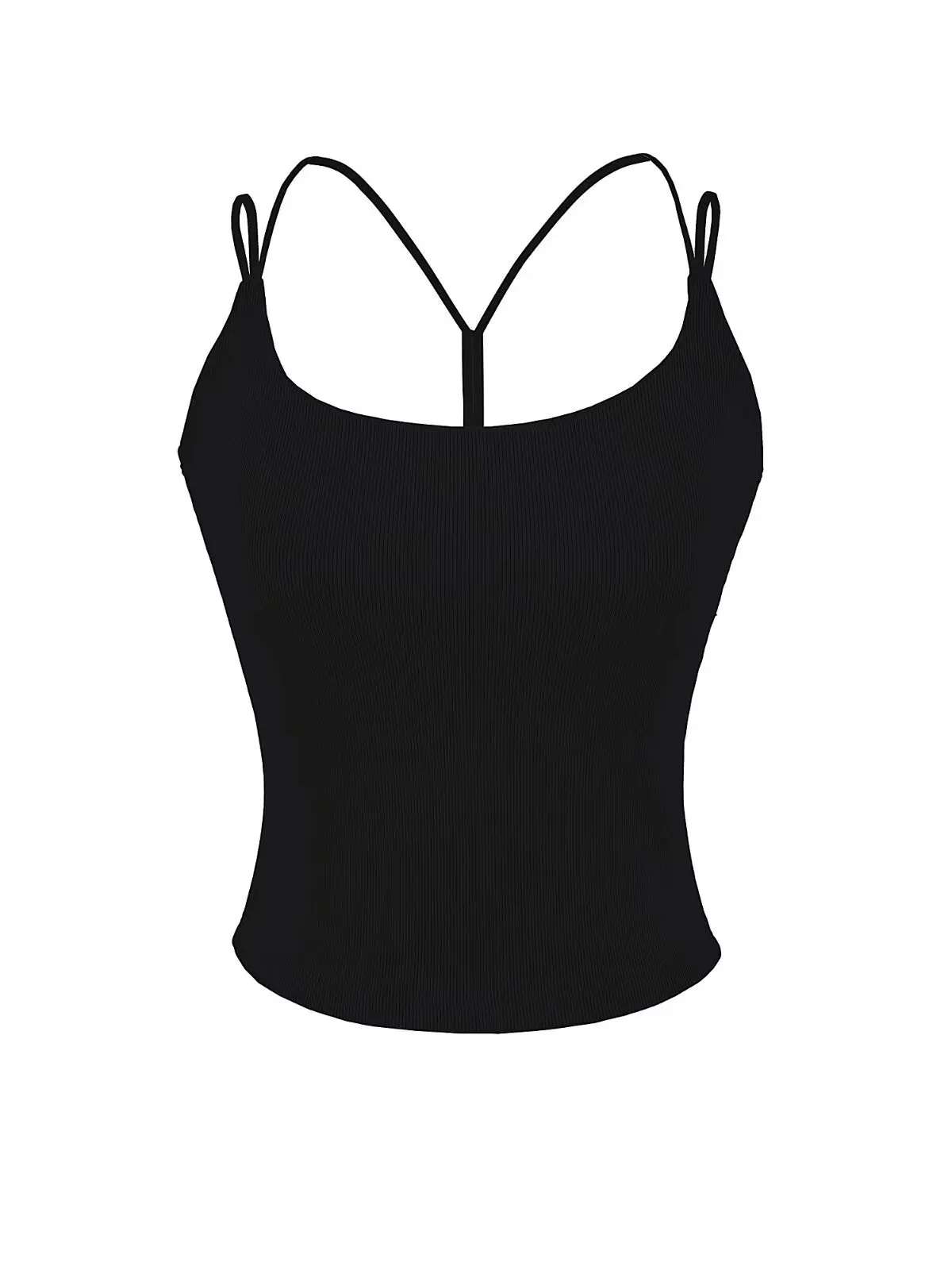 Women's Fitness Tank Top with Shoulder Straps And Chest Pad Double Breasted Cotton Polyester Blend Short U-Neck Summer Outfit