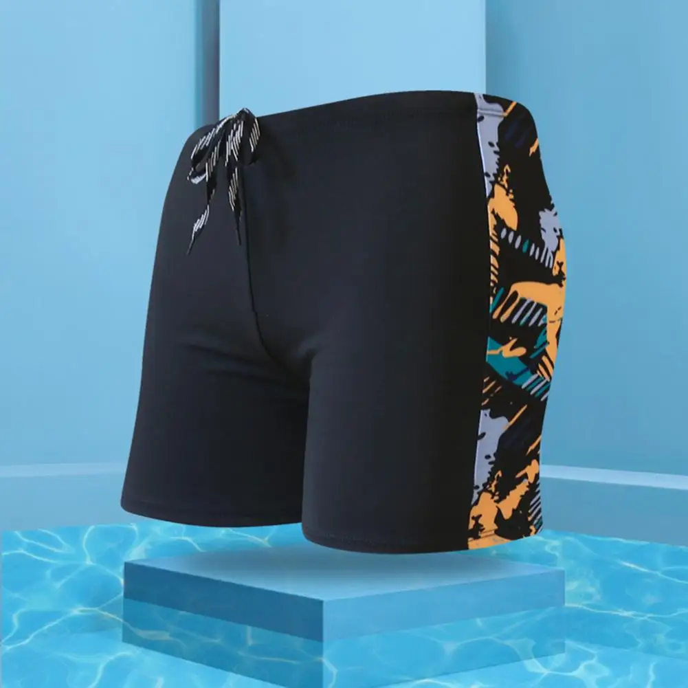 Inner Drawstring Mid-rise Swimming Trunks with Lining Elastic Waistband Beach Shorts Men Shark Print Swim Shorts Beachwear