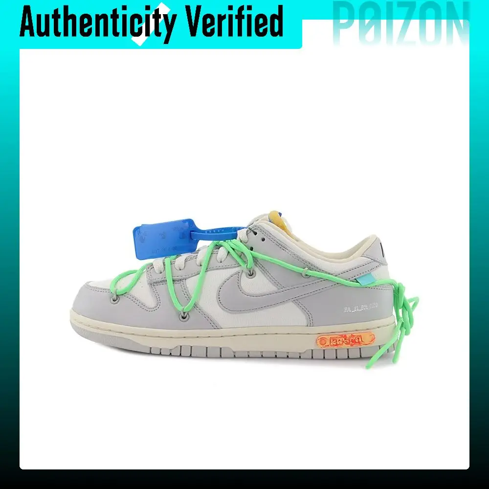OFF WHITE X Nike Dunk Skate Shoes Unisex Low Top Gray/White DM1602-116