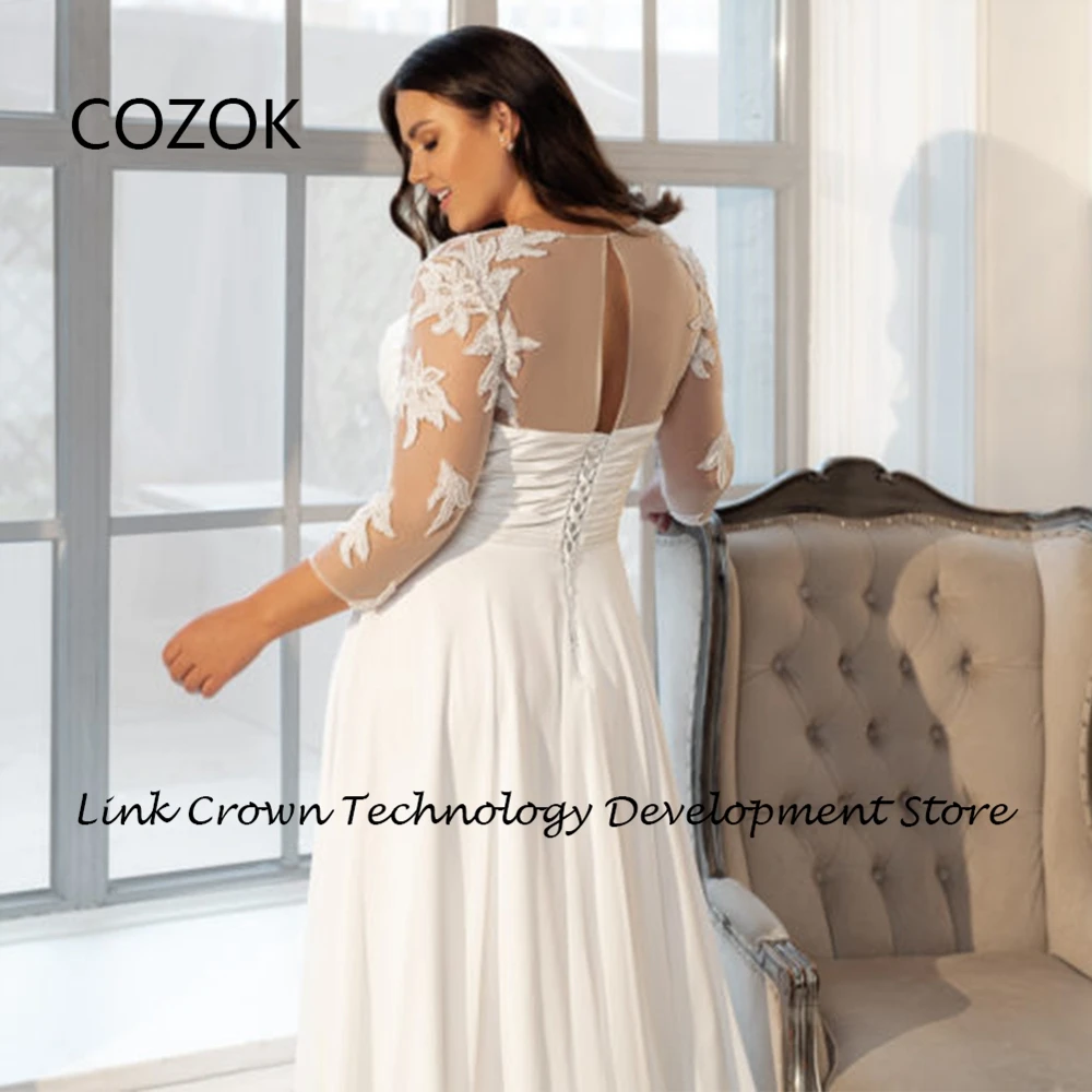 Strapless Chiffon Wedding Dresses for Women 2026 Three Quarter Bridal Gowns with Applique Summer New Vestidos De Novia