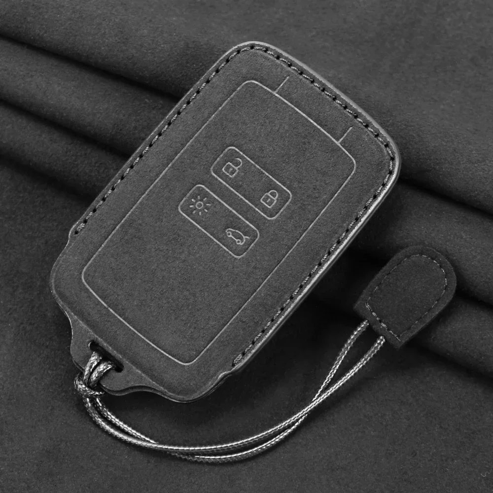 Suede Leather Car Key Case Cover For Renault Duster Captur Clio Logan Megane RS 1 2 3 4 Koleos Scenic Nema Fluence Zoe Accessory