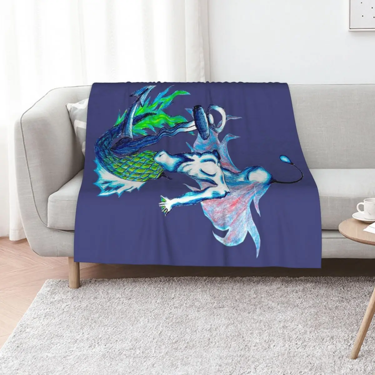 Horror Mermaid 2 Throw Blanket blankets and throws Bed Plaid warm for winter Heavy funny gift Blankets