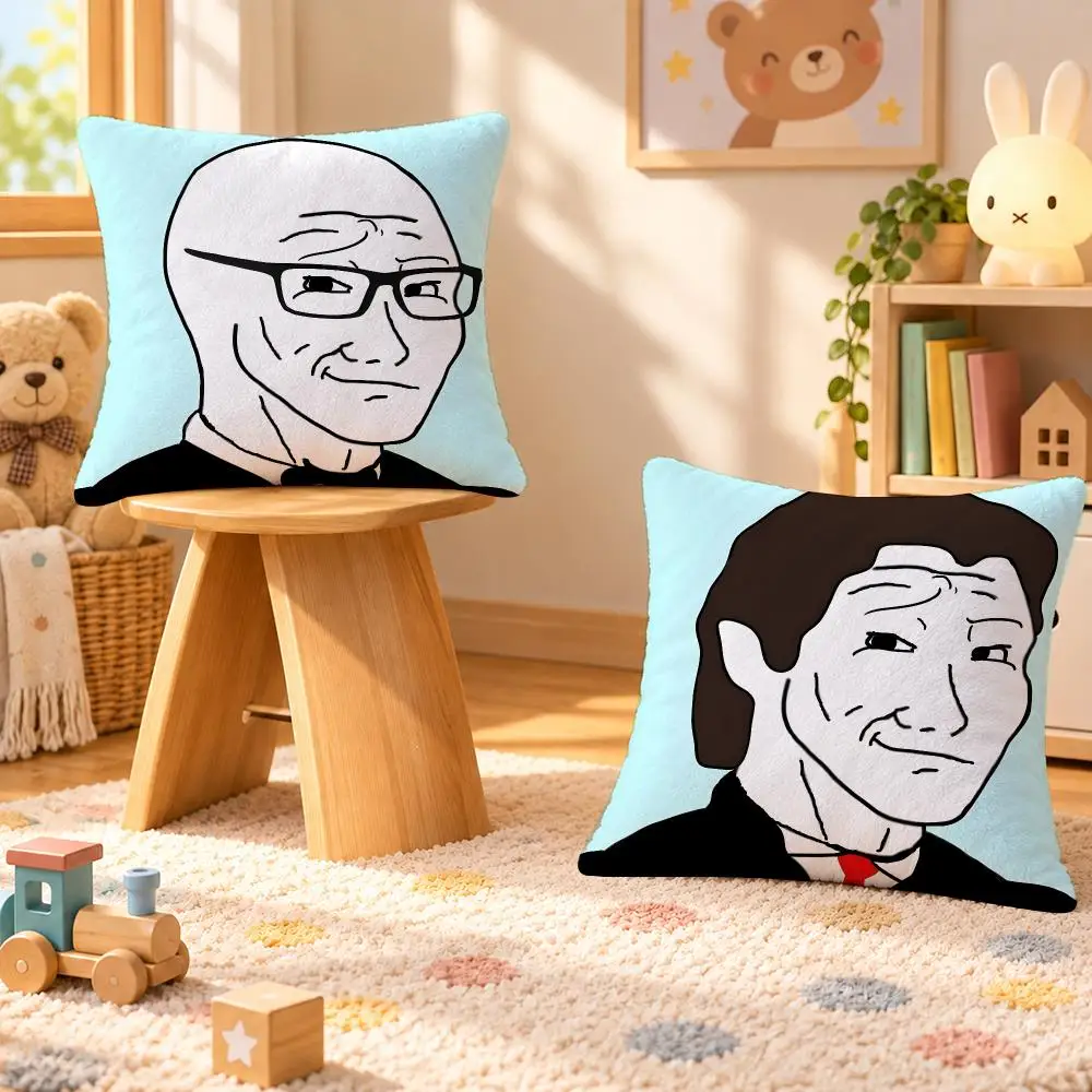 Meme Wojak Internet Reaction Cushion Cover Personalized Soft Plush Pillow Living Room Home Sofa Bedroom Office Car Cushion