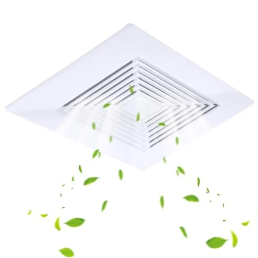 12x12 Bathroom Ceiling Fan Grille with Springs, Replacement Vent Cover for Broan-Nutone Exhaust Fan, Air Diverter, Ceiling Air