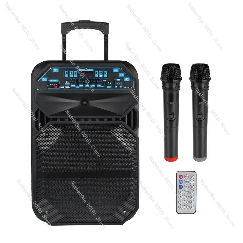 12 Inch Bluetooth Party Speaker Outdoor Wireless KTV High Power Sound System Portable Trolley Wheels Rechargeable Performance