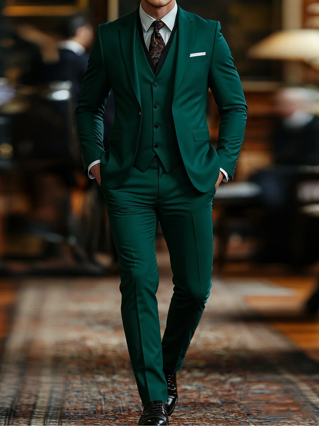 

Men's Superior Quality 3-Piece Suit Single Breasted Solid Color Elegant Party Wedding Office Set