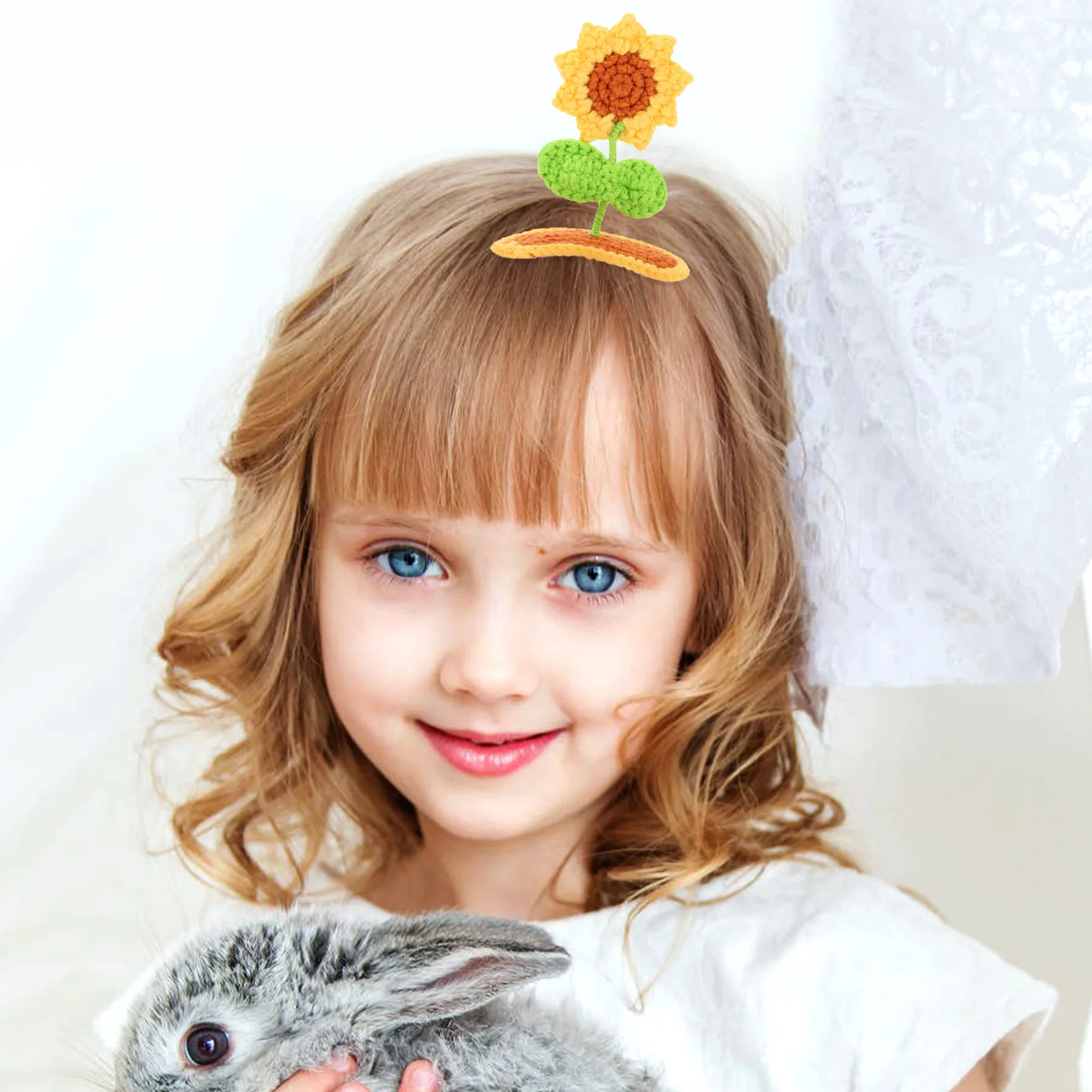 1 قطعة مشبك عباد الشمس محبوك الصوف الحديد الزهور إكسسوارات الشعر للفتيات النساء تصفيف الشعر دبوس الشعر الزخرفية