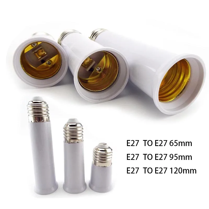 

2pcs 65mm 95mm Bulb Adapter E27 to E27 Extender LED Lamp Light Base Socket Extension Converter Connector CFL Light Bulb Adapter