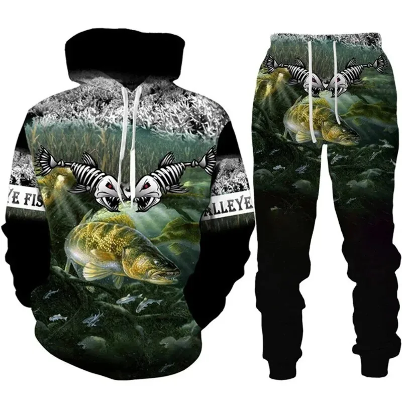 

2025 модная мужская одежда, спортивная одежда, повседневная трендовая толстовка с капюшоном и брюками с 3D принтом животного Орел, толстовка большого размера