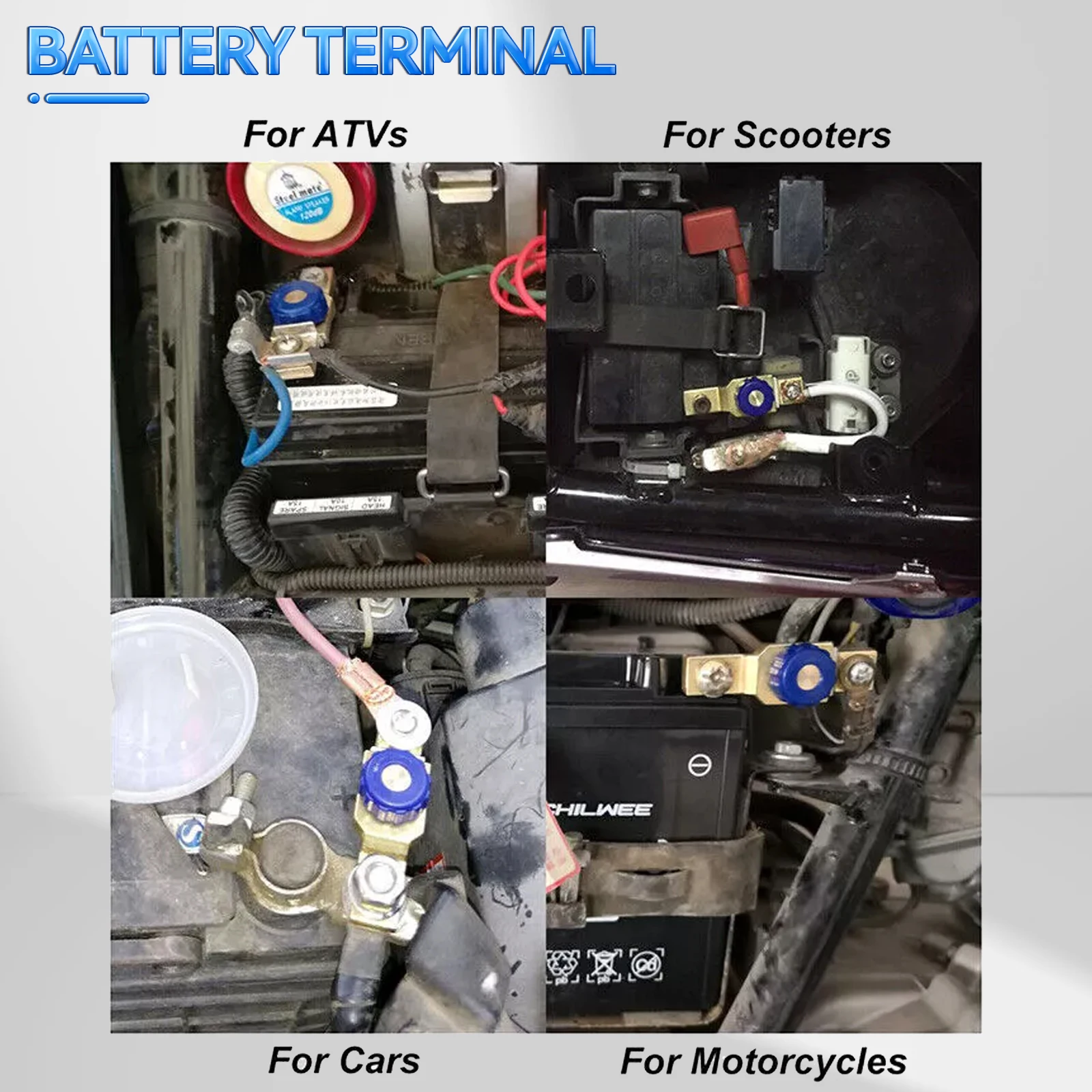 2x Motorcycle Top Post Battery Cut Off Switch Terminal Anti-leakage Disconnect Link Battery Terminal Master Kill Shut 12V 80A