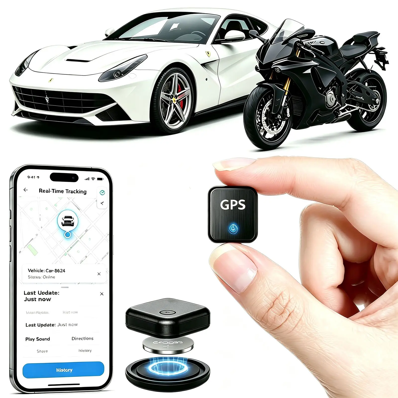Portable Mini GPS Tracker, Magnetic Hidden Anti‑Theft Locator for Cars & Motorcycles, Real‑Time Anti‑Lost Tracking Tag for Dogs, Cats, Kids & Elderly, Smart Alarm Positioning Device
