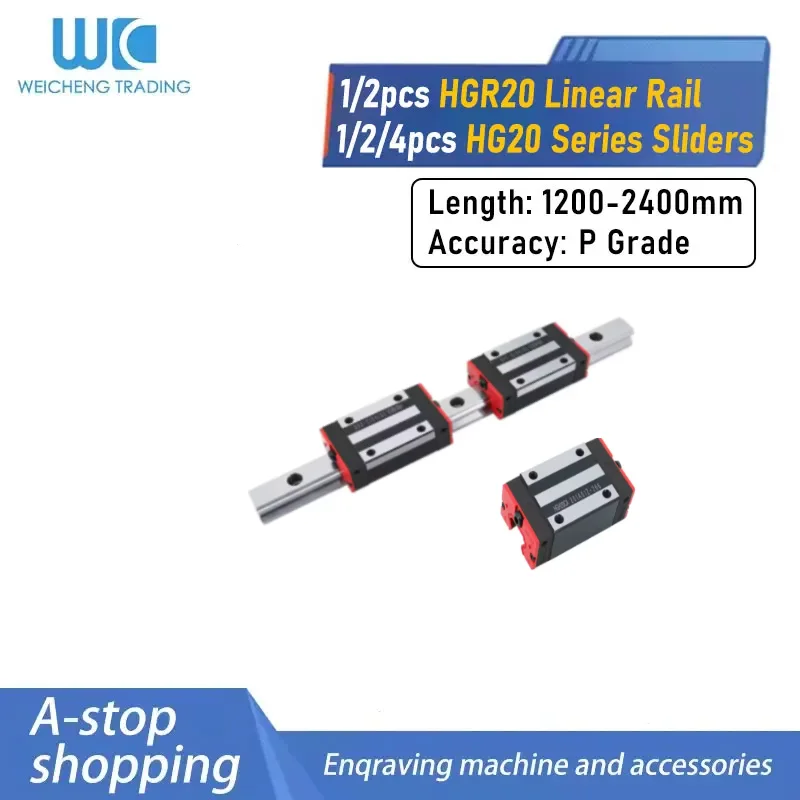Low‑Friction HGR20 Linear Motion Rail Kit With HGH20CA HGW20CC HGH20HA HGW20HC Carriage Block 1200‑2400MM For Automated CNC