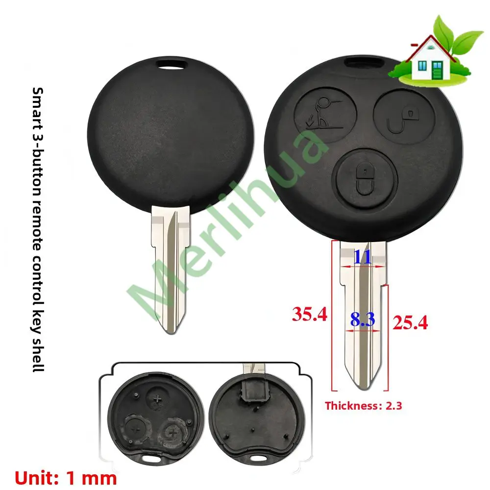 

For Mercedes-Benz: Metal Key, Smart 3-Button Remote Key Shell, Remote Key, Remote Key Shell