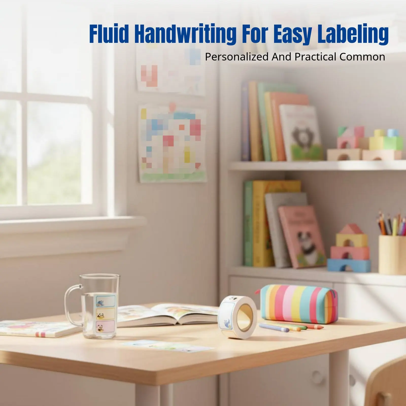 

Cartoon Name Stickers, Waterproof Tear-Resistant Handwriting Labels, Cute Creature Design for Kids, School Supplies