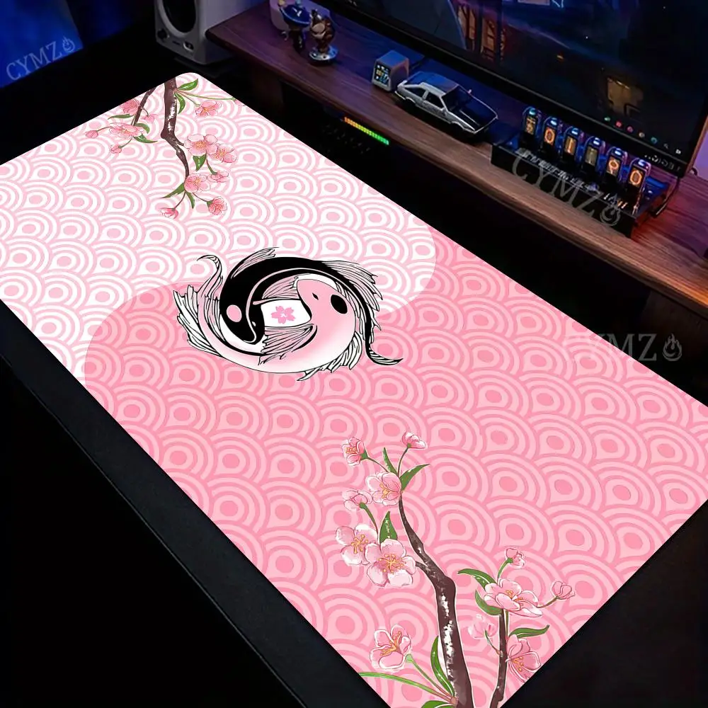 Ukiyo-e koi и вишневый коврик для мыши, настольный коврик, резиновый противоскользящий, прочные настольные аксессуары, подходящие для офиса и игр