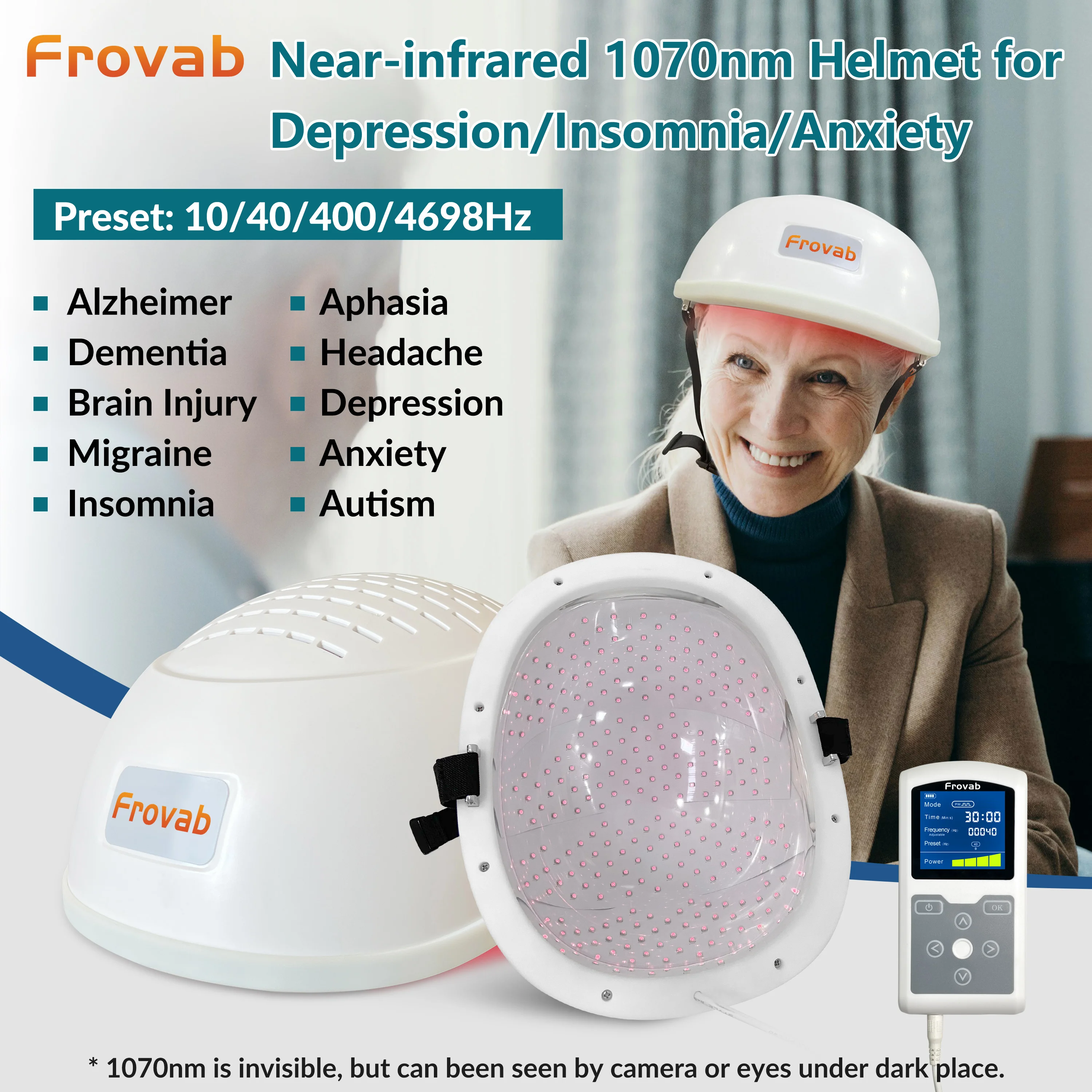 

1070nm Near Infrared PBM Therapy Helmet Brain Rehabilitation Device Neurofeedback for Parkinson Alzheimer Cognitive Enhancement