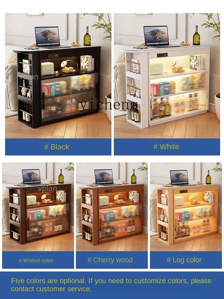 Solid Wood Retractable Bar Counter Kitchen Island Home Partition Side Cabinet Removable Dining Table Locker