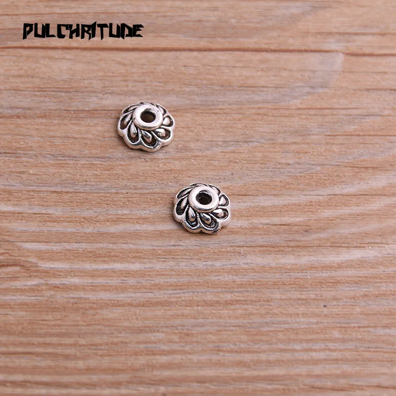 60pcs 3*10*10mm Two Color Bead Caps Charm Hollow MINI Flower Pendants Jewelry Accessories DIY Receptacle Charms