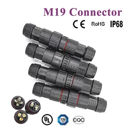 Waterproof M19 2 3 4 5 Pin Cable Connector IP68 Male Female Connector 500V 20A 10.5mm Screw Wiring Electrical Aviation Plug