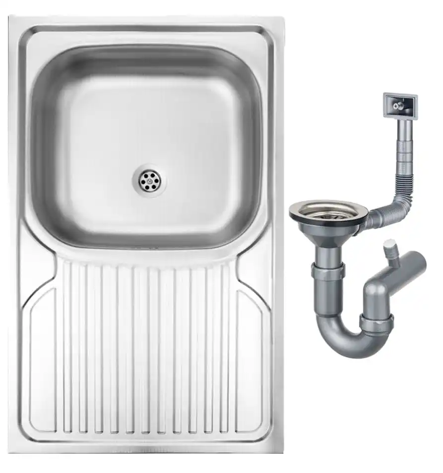 1-chamber sink applied 80x50 cm decor with Apollo siphon