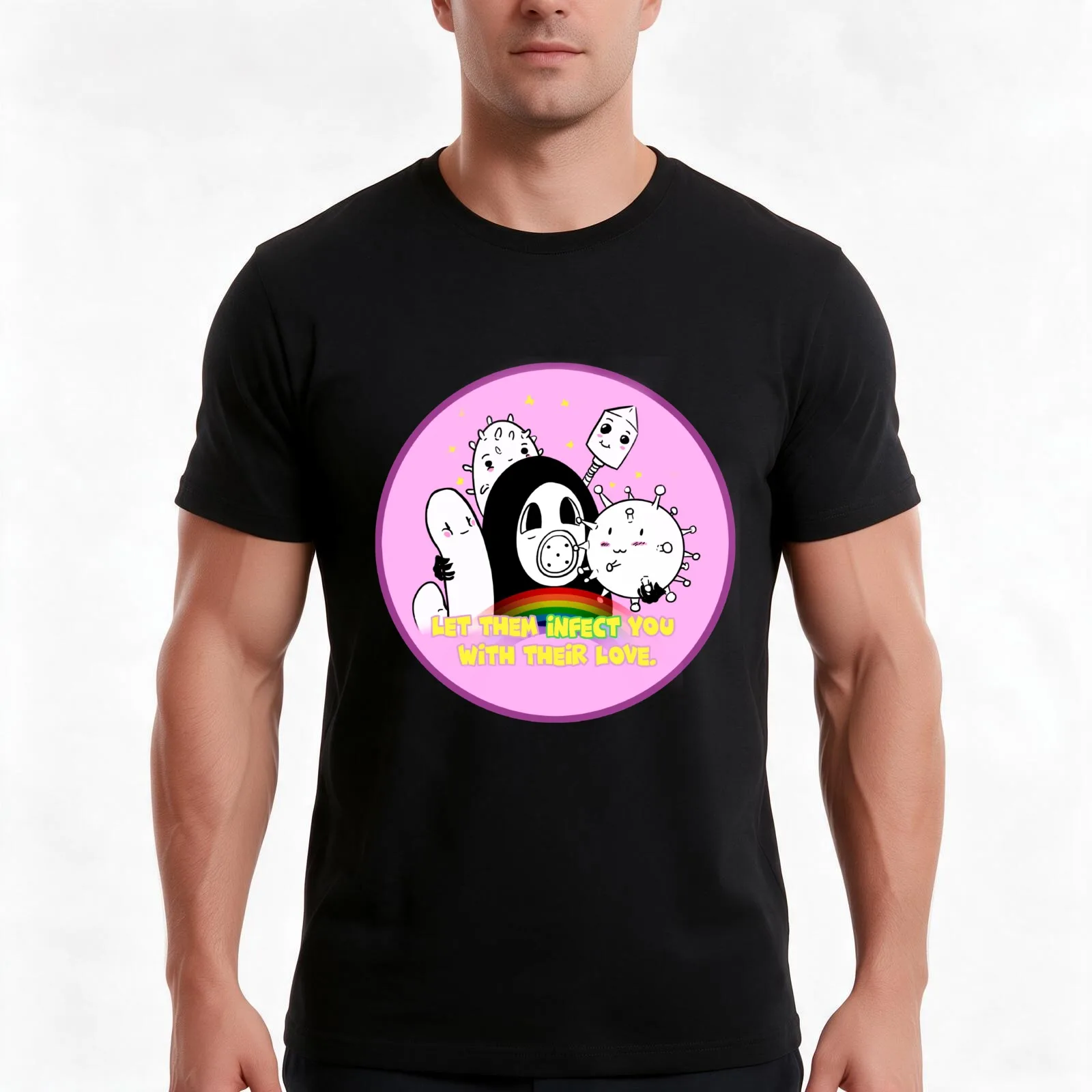 Let Them Infect You With Their Love T-Shirt Summer Casual Cotton Tee Oversized Streetwear Tops Vintage Graphic Print