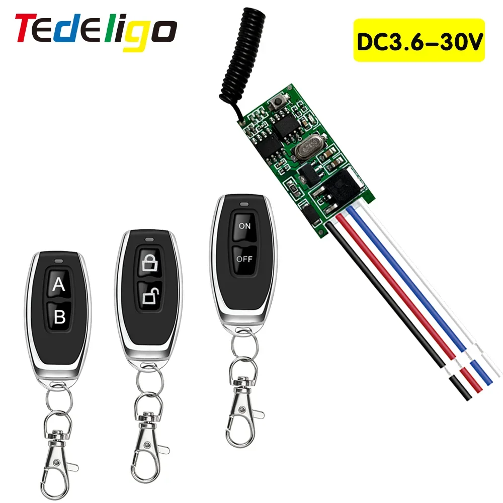 Bezprzewodowy pilot zdalnego sterowania RF 433mhz Odbiornik przekaźnika DC 3.6V 6V 12V 24V 30V 1CH Moduł z nadajnikiem do lampy LED DIY