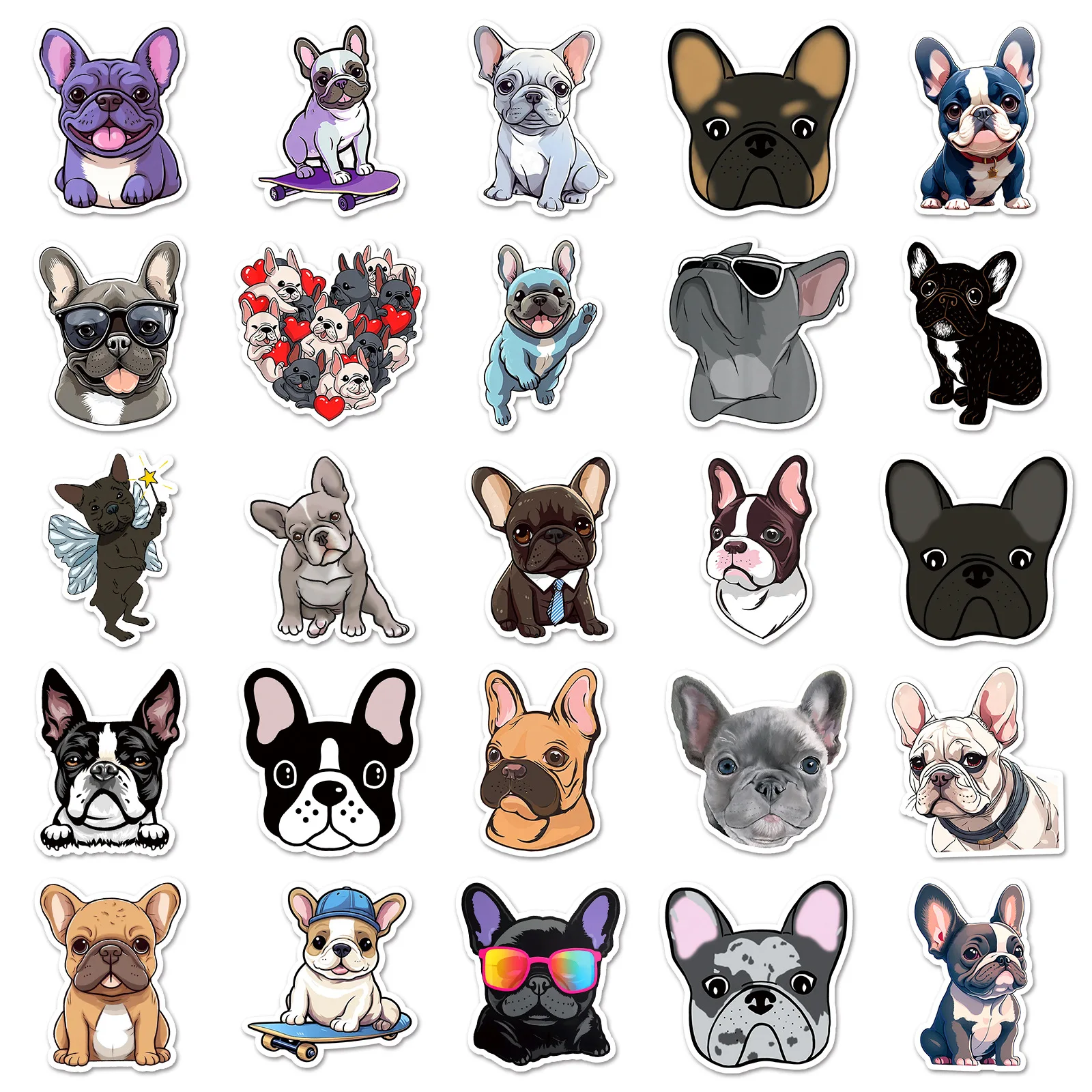 10/30/50PCS Cute Cartoon French Bulldog Animals Dog Sticker DIY Phone Laptop Luggage Skateboard Graffiti Decals Fun for Gift