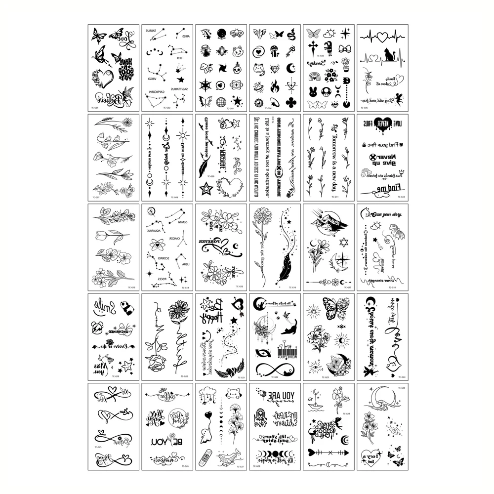 30 pièces autocollants de tatouage de doigt instantané tatouages temporaires imperméables pour femmes hommes papillon fleur faux tatouage pour main Art corporel