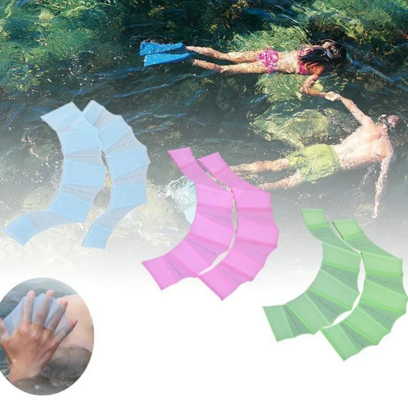 swimming hand finger fin learning swimming pool accessory finger wear Hand Web Training Diving Gloves Swim Pool Paddles new