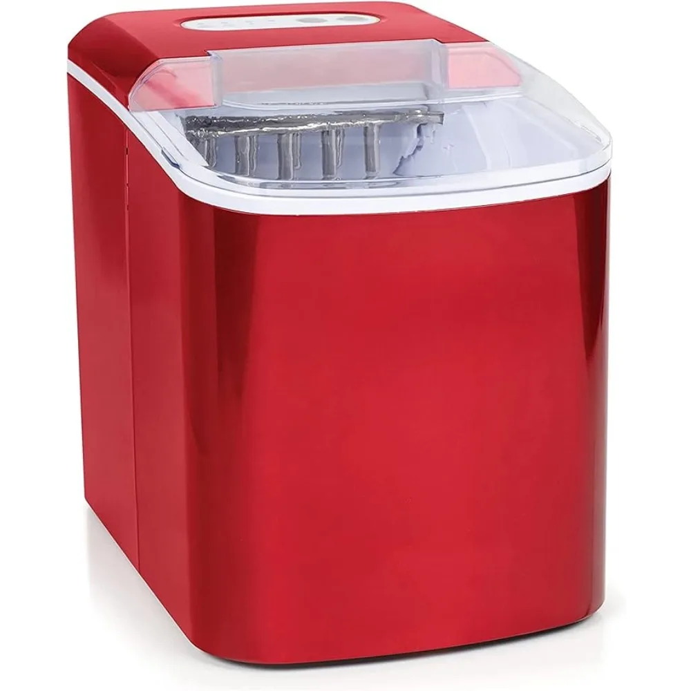 

Free shipping of 26 pounds automatic electric countertop ice maker -9 cubes in 7 minutes with spoon and basket in red color