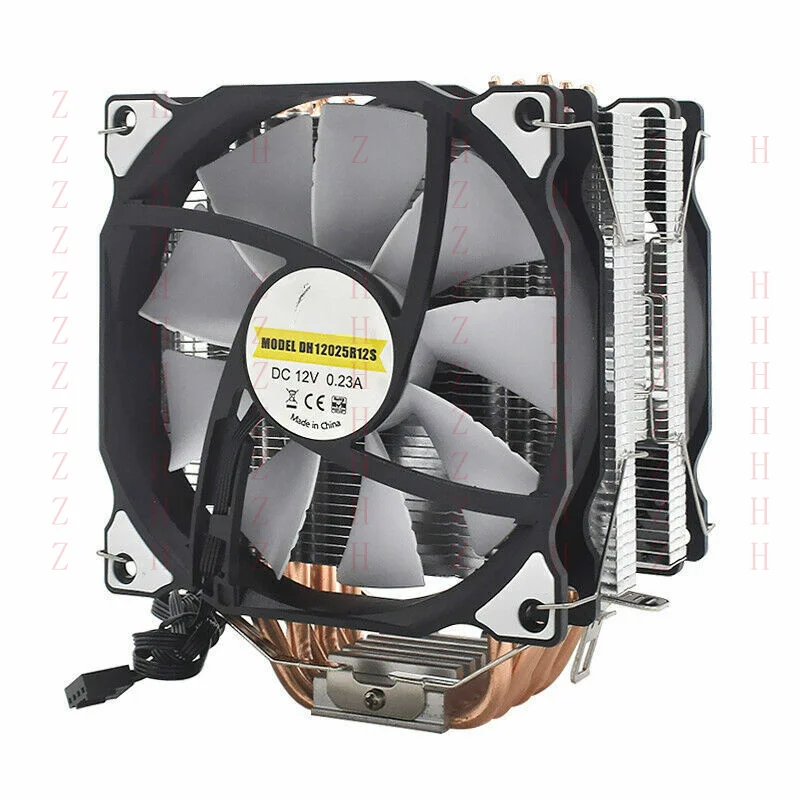 DUDU    Snowman Cooling Fan For Core I3 / I5 / I7  4 pin 6 Heatpipes Dual Fans