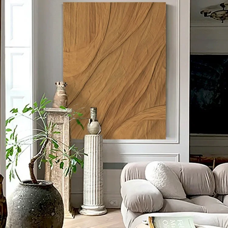 Puro pintado à mão, pintura de textura, vento creme, pintura suspensa, sofá, parede de fundo, abstrato, arte