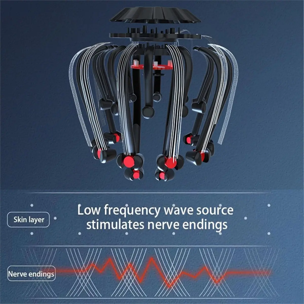 FUA@ Electric Head Massager Head Scratcher Bluetooth Music Vibration Octopus Scalp Massage for Better Sleep Decompress Relax