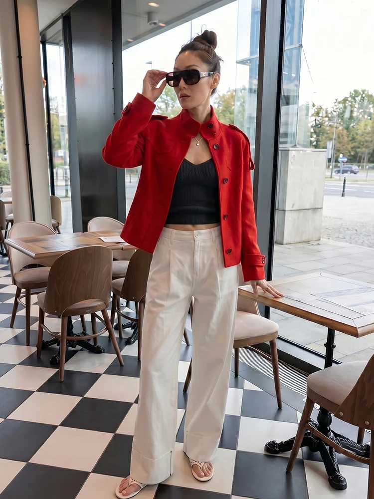Women'S Fashion Utility Jacket - HH Dames lente/herfst cropped utility jack