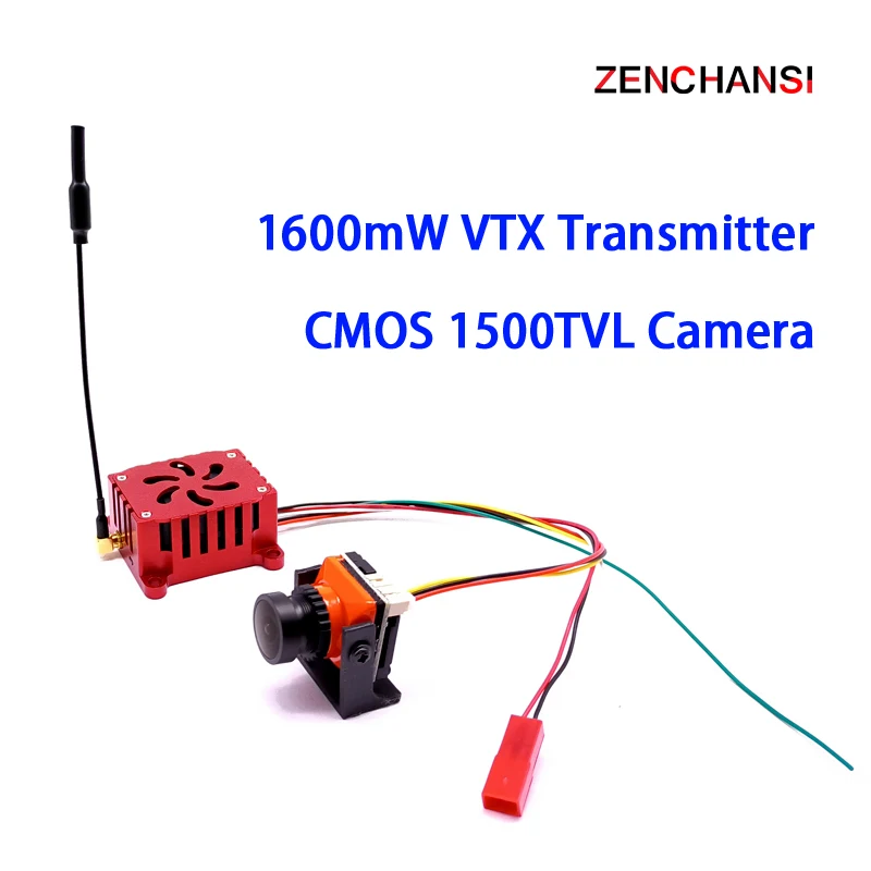 

5.8G 40CH 1.6W PitMode model 200mW 500mW 800mW 1600mW Adjustable VTX Transmitter and CMOS 1500TVL B19 fpv Camera 2.1mm lens