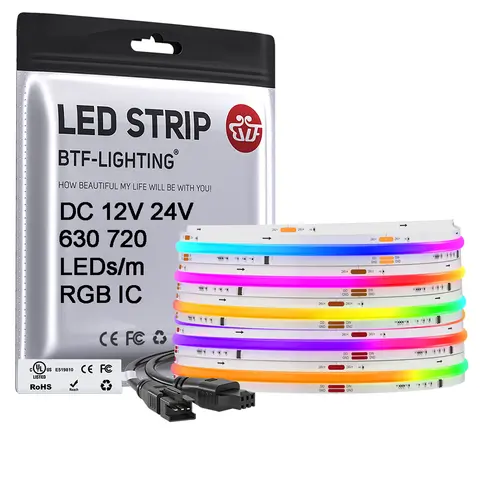 FCOB SPI RGB IC LED Light Strip WS2811 Addressable 720 630 LEDs Dream Color DC12V 24V WS2812B High Flexible FOB COB Lights