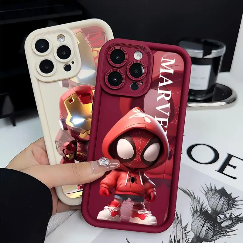 Handyhüllen für Apple iPhone 15 13 14 12 11 Pro Max XS 7 XR 14Plus 8X Angel Eye Ladder Funda Cover Marvel AI SpiderMan Iron Man