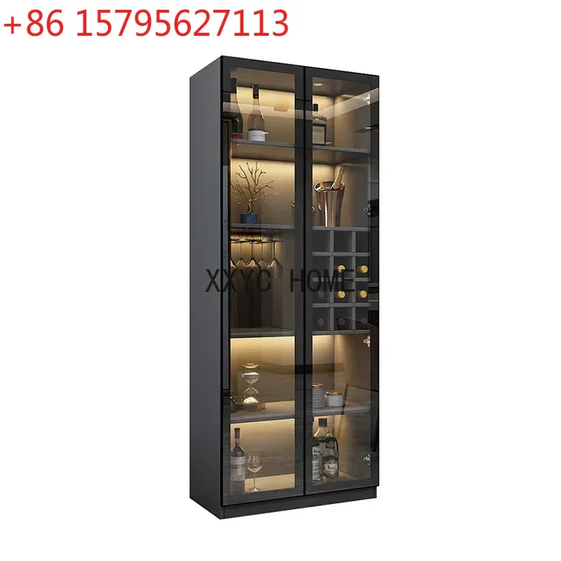 

Glass Door Wine Cabinet Modern Simple Living Room Home Light Luxury Dining Side Cabinet Restaurant Meuble Vin Bar Furniture KMWC