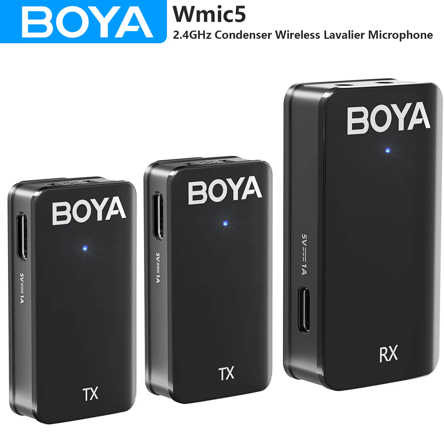 BOYA WMIC5 Wireless Lavalier Lapel Microphone for iPhone Android Smartphones DSLR Cameras Youtube Recording Live Streaming Vlog