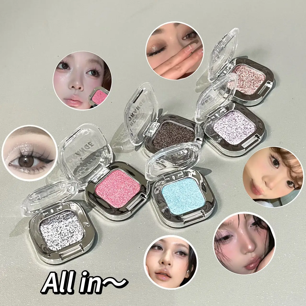 HERORANGE – Palette de fards à paupières monochromes, breloque scintillante, Explosion nacrée, polarisée, éclaircissante, point culminant du ver à soie