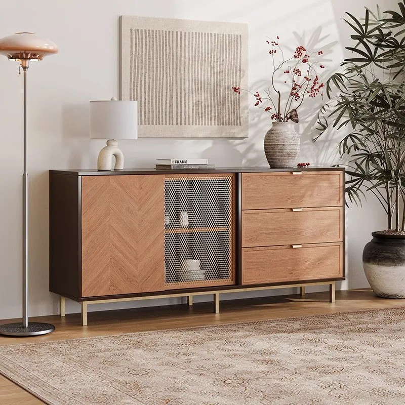 

Тумба под телевизор из массива дерева в средневековом стиле с медной отделкой, журнальный столик, простая тумба под ТВ для дома, гостиной, в ретро-стиле