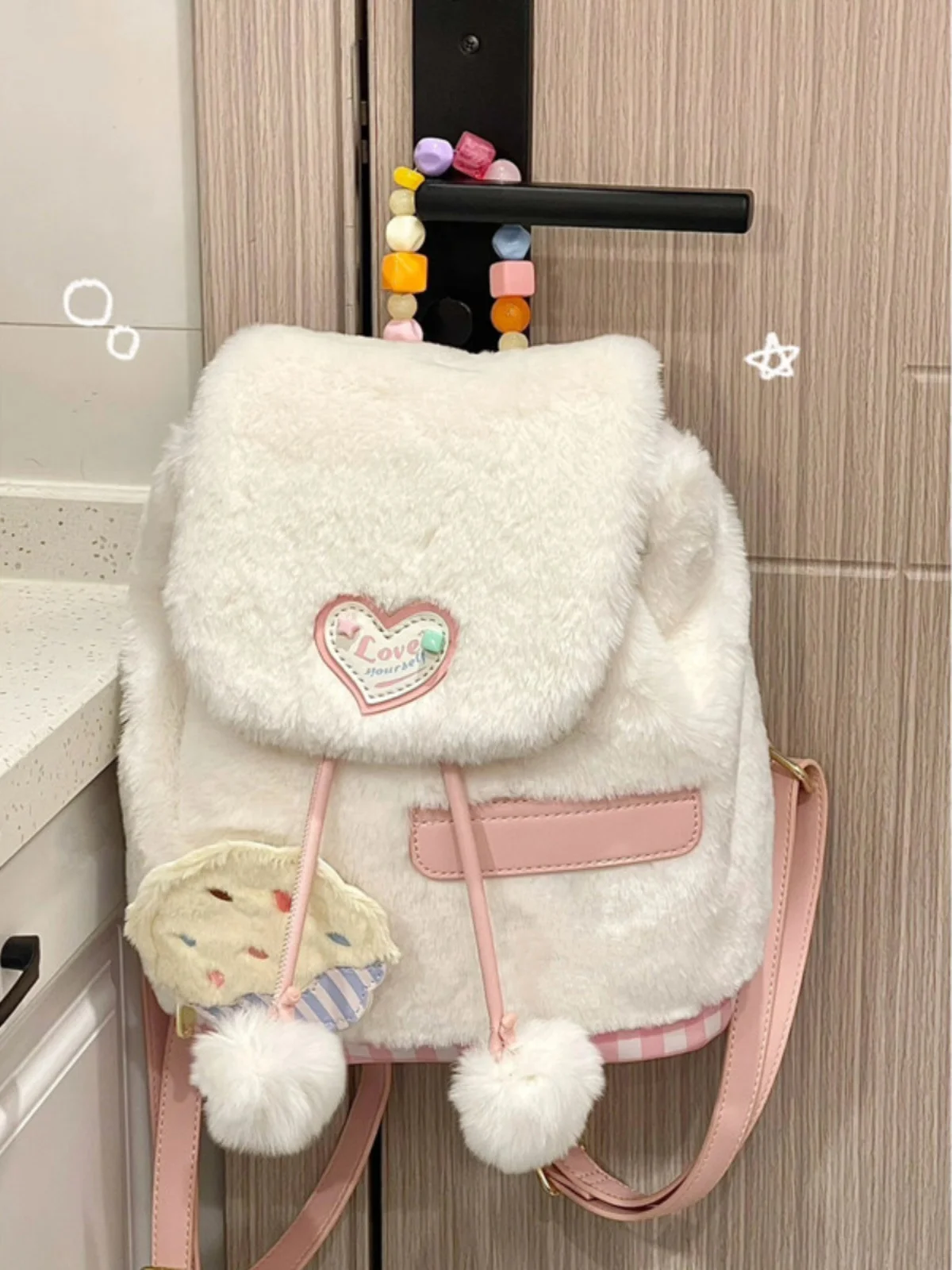 Student SchoolBag Cute Plush Love Casual All-match Fur Backpack My Melody Backpacks Lolita Bags Girls Gifts Travel Bag