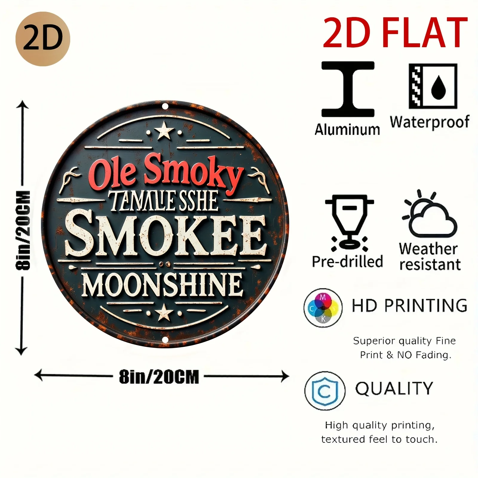 Vintage Style Ole Smoky Tennessee Moonshine Metal Tin Sign Wall Decor for Bar Home