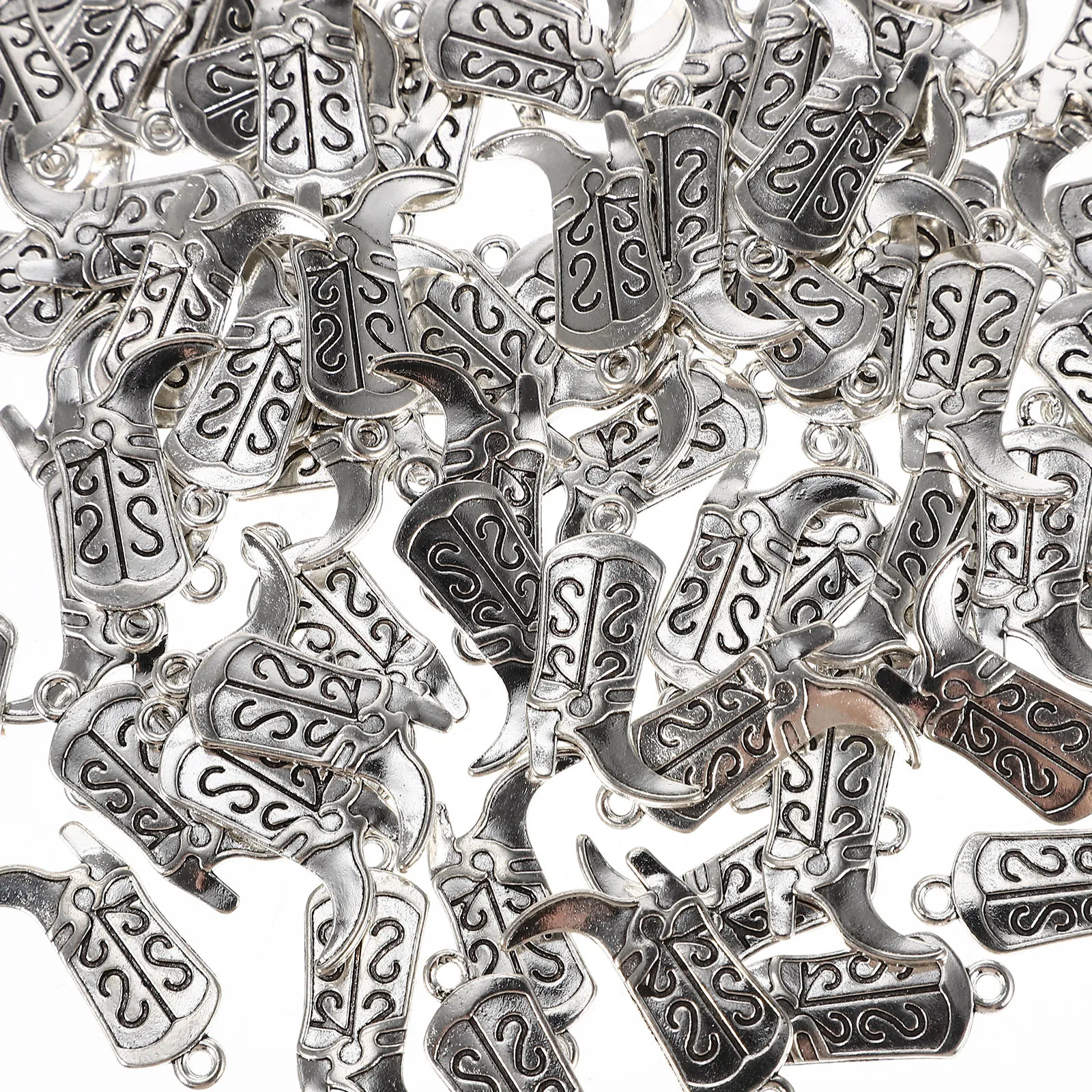 

100pcs Alloy Jewelry Accessories Boot Design Charms for Necklace Earrings DIY Projects Silver Color Pendants Craft Supplies