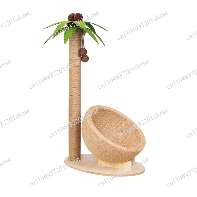 Cat Tree with Nest Natural Sisal Palm Tree Cat Scratcher Pet Furniture Sturdy Activity Centre Compact for Cats, Indoor