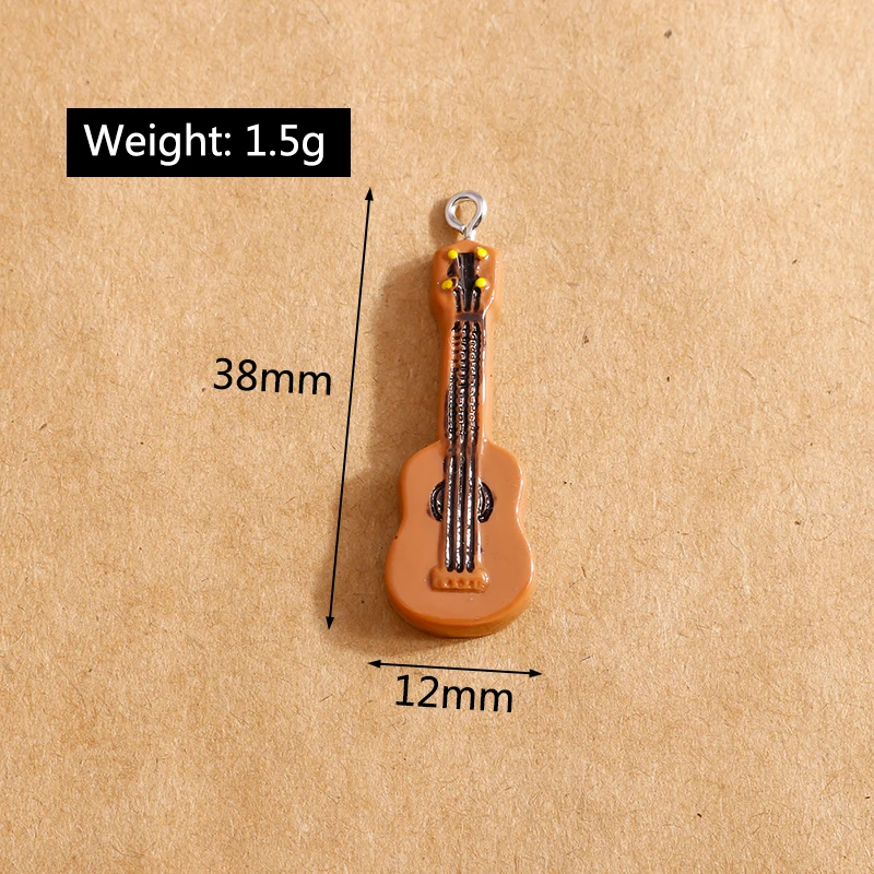 10 Stück 9x23mm Emaille Musikinstrumente Gitarre Charms Anhänger für Schmuckherstellung Ohrringe Halskette Armband DIY Zubehör – Detail 3