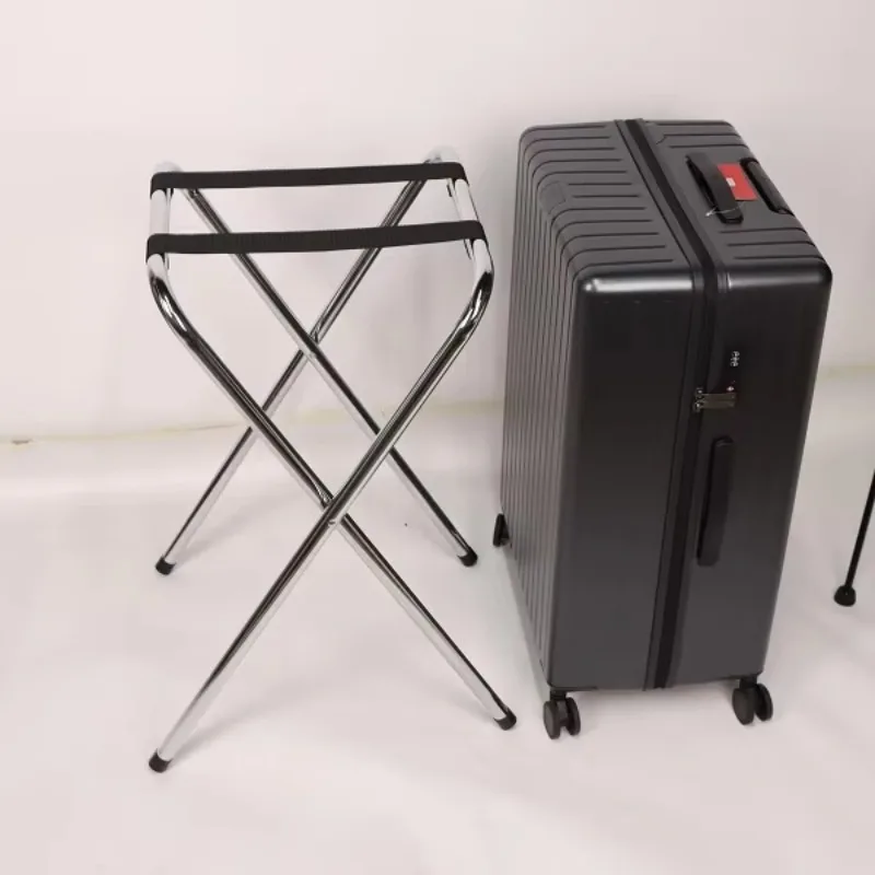 

Держатель для багажа в гостиничном номере, легкое хранение чемодана, металлическая подставка, стальная хромированная складная багажная полка, багажная полка